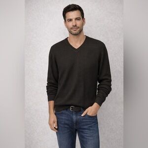 Tasso Elba Mens Black V-Neck Sweater XXL Silk & Cashmere Blend
